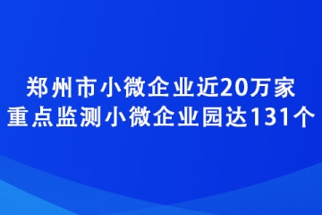 鄭州市小微企業近20萬家 重點監測小微企業園達131個