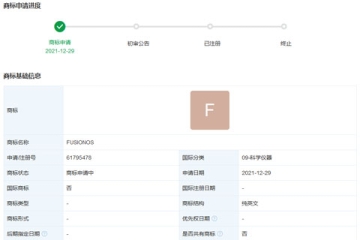 華為技術有限公司申請注冊“FUSIONOS”商標