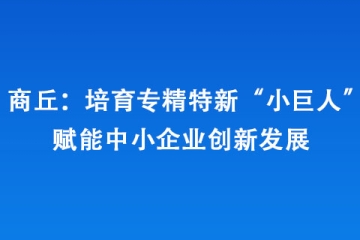 商丘：培育專精特新“小巨人” 賦能中小企業創新發展