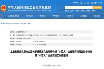 工業和信息化部辦公廳關于開展第六批專精特新“小巨人”企業培育和第三批專精特新“小巨人”企業復核工作的通知