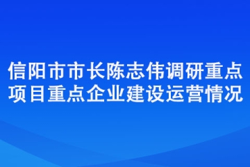 信陽市市長陳志偉調研重點項目重點企業建設運營情況