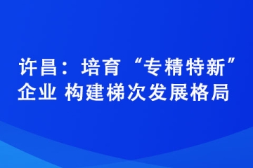 許昌：培育“專精特新”企業 構建梯次發展格局