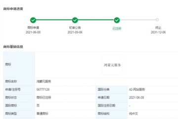 華為技術有限公司成功注冊“鴻蒙元服務”商標