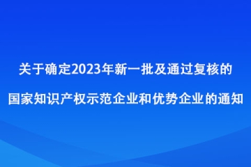 關于確定2023年新一批及通過復核的國家知識產權示范企業和優勢企業的通知