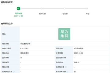 華為技術有限公司申請注冊“華為集群計算”商標