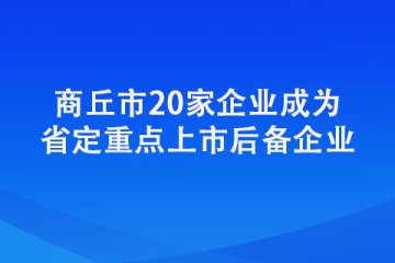 商丘市20家企業成為省定重點上市后備企業