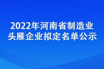 2022年河南省制造業頭雁企業擬定名單公示