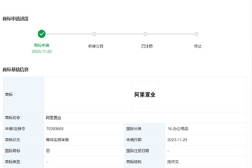 阿里巴巴（中國）有限公司申請注冊“阿里置業”商標