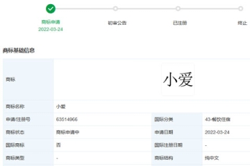 小米科技有限責任公司申請注冊43類“小愛”商標