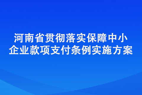 河南省貫徹落實保障中小企業款項支付條例實施方案