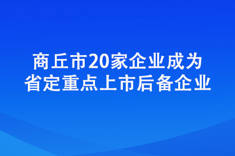 商丘市20家企業成為省定重點上市后備企業 商丘市20家企業成為省定重點上市后備企業