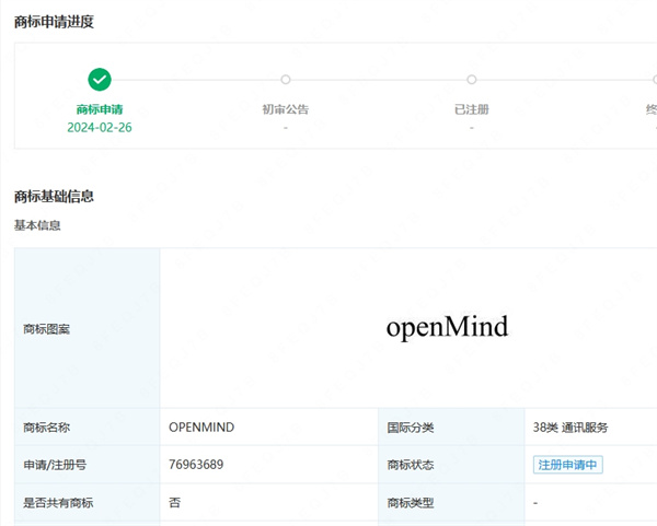 華為技術有限公司申請注冊“OPENMIND”商標